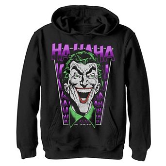 Boys 8-20 Batman The Joker Ha Ha Laughing Poster Graphic Fleece Hoodie