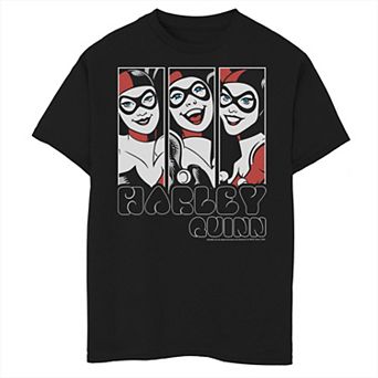 Boys 8-20 Batman Harley Quinn 3 Panel Portrait Graphic Tee