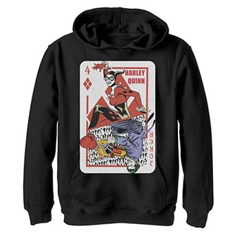 Boys 8-20 Batman Harley Quinn Joker Playing Card Graphic Fleece Hoodie