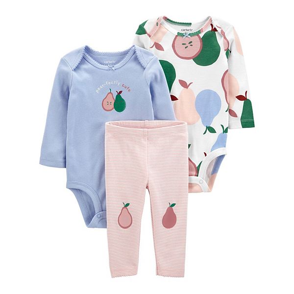 Carter's 3pc Baby Girl Green Floral Bodysuits and Pants Set main image 0