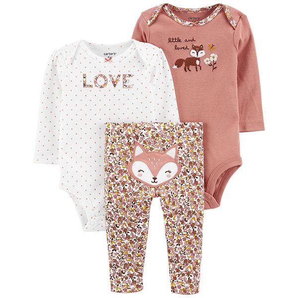  Carter's Baby Girl 3-Piece Bodysuit Pant Outfit Set