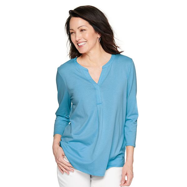 Women's Croft & Barrow® Pleat-Front Henley Top