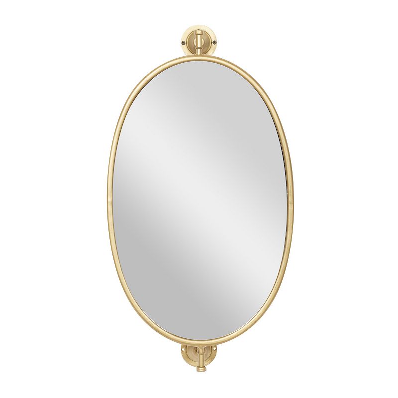 DecMode 15  x 29  Gold Oval Shaped Wall Mirror