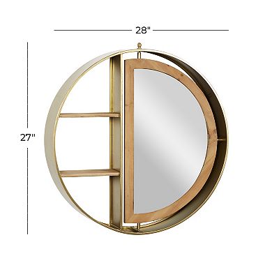 Stella & Eve Gold Finish Contemporary Mirror & Wall Shelf