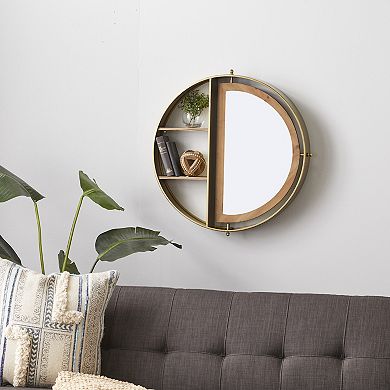 Stella & Eve Gold Finish Contemporary Mirror & Wall Shelf
