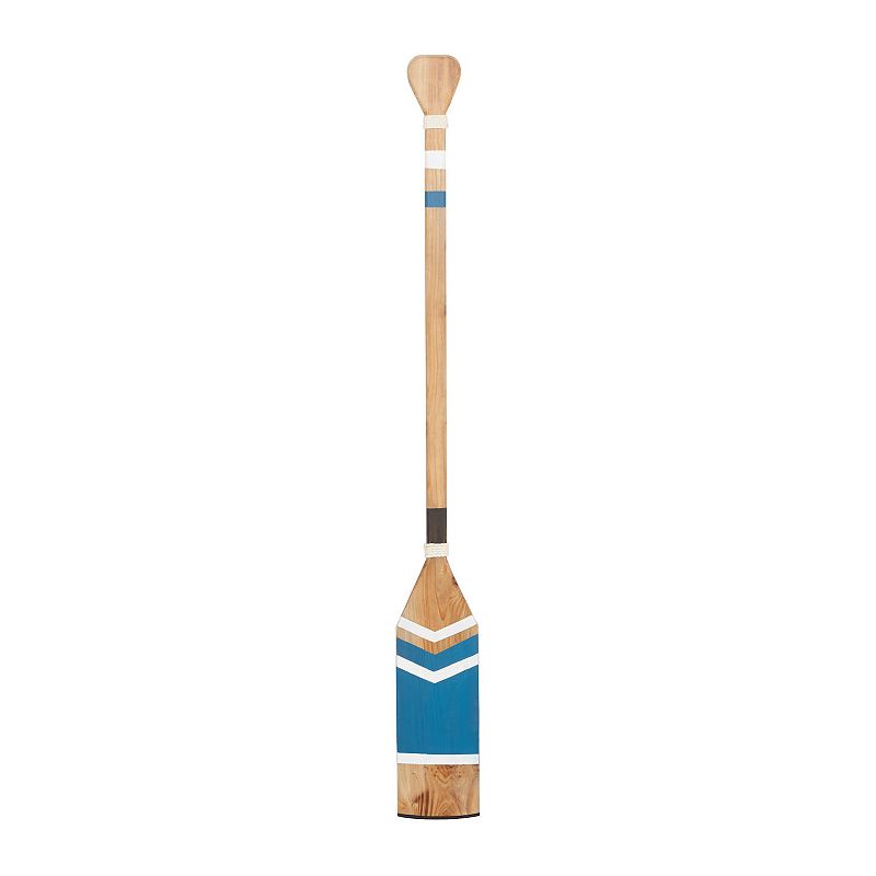 DecMode Blue Coastal Wood Paddle with Arrow Design and Rope Detail Wall Décor  7 W x 58 H