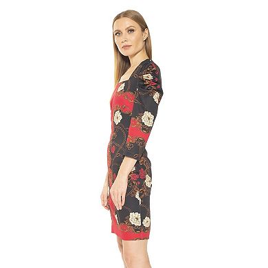 Women's ALEXIA ADMOR Floral Squareneck Sheath Dress