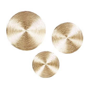 Stella & Eve Gold Finish Disk Contemporary Wall Decor 3 pc Set