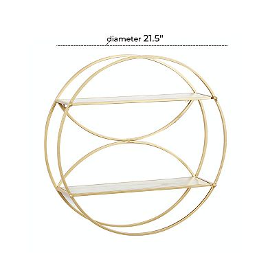 CosmoLiving by Cosmopolitan Gold Finish Round Contemporary Wall Shelf