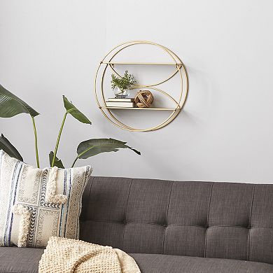 CosmoLiving by Cosmopolitan Gold Finish Round Contemporary Wall Shelf