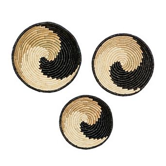 Stella & Eve Black Tan Woven Wall Decor 3 pc Set