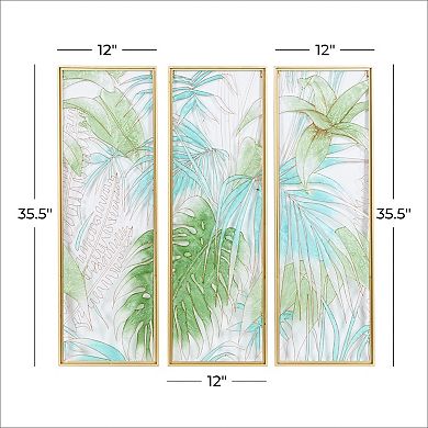 CosmoLiving by Cosmopolitan Green Leaf Wall Decor 3-piece Set