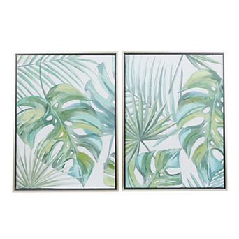 CosmoLiving by Cosmopolitan Green Leaf Canvas Wall Art 2 pc Set