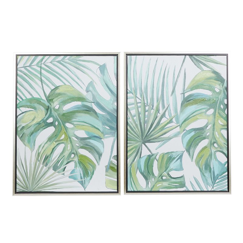 CosmoLiving by Cosmopolitan Green Leaf Canvas Wall Art 2-piece Set