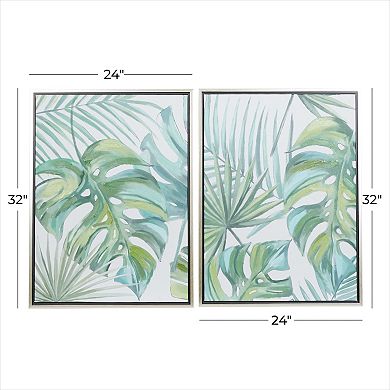 CosmoLiving by Cosmopolitan Green Leaf Canvas Wall Art 2-piece Set