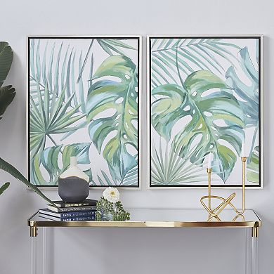 CosmoLiving by Cosmopolitan Green Leaf Canvas Wall Art 2-piece Set