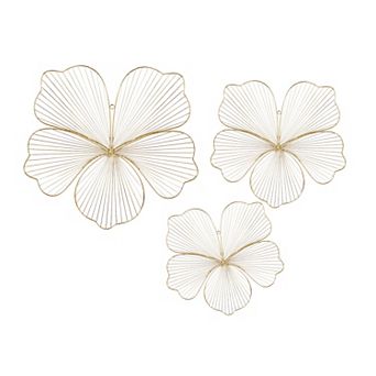 CosmoLiving by Cosmopolitan Gold Finish Floral Wall Decor 3 pc Set