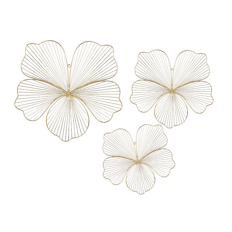 CosmoLiving by Cosmopolitan Gold Finish Floral Wall Decor 3-piece Set