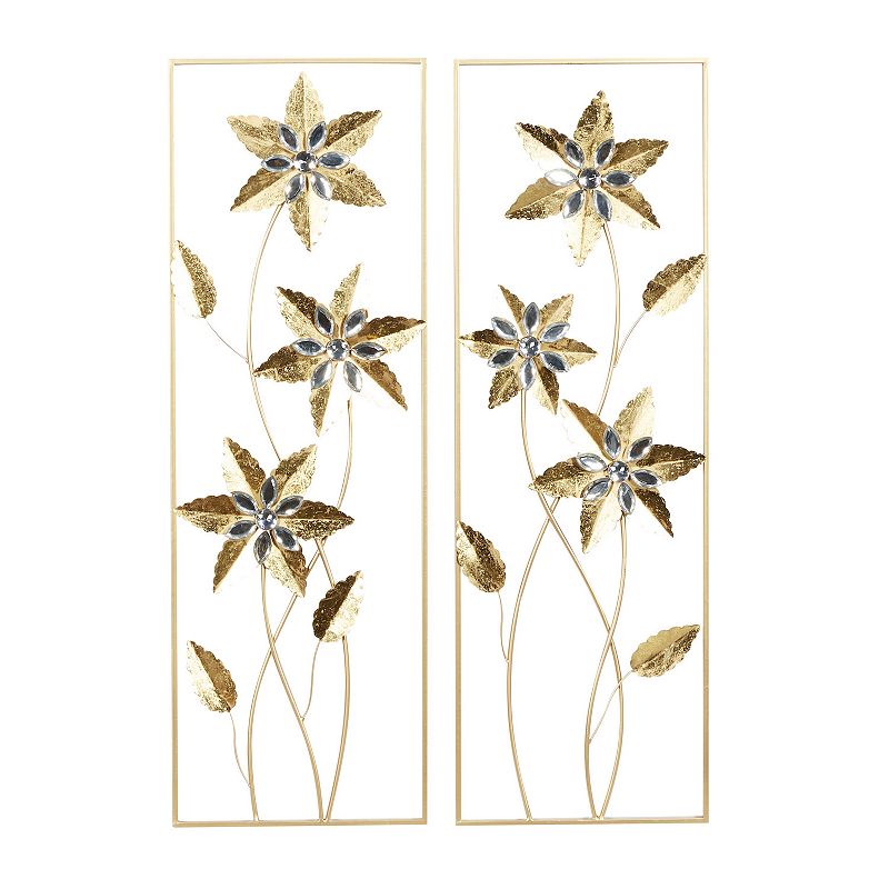 Stella & Eve Floral Metallic Wall Decor 2-piece Set, Gold