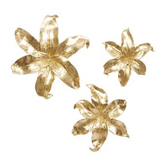 Stella & Eve Floral Gold Finish Wall Decor 3 pc Set