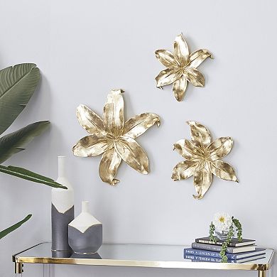 Stella & Eve Floral Gold Finish Wall Decor 3-piece Set