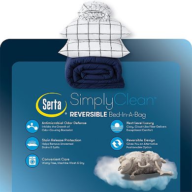 Serta Simply Clean Antimicrobial Reversible Comforter Set with Sheets