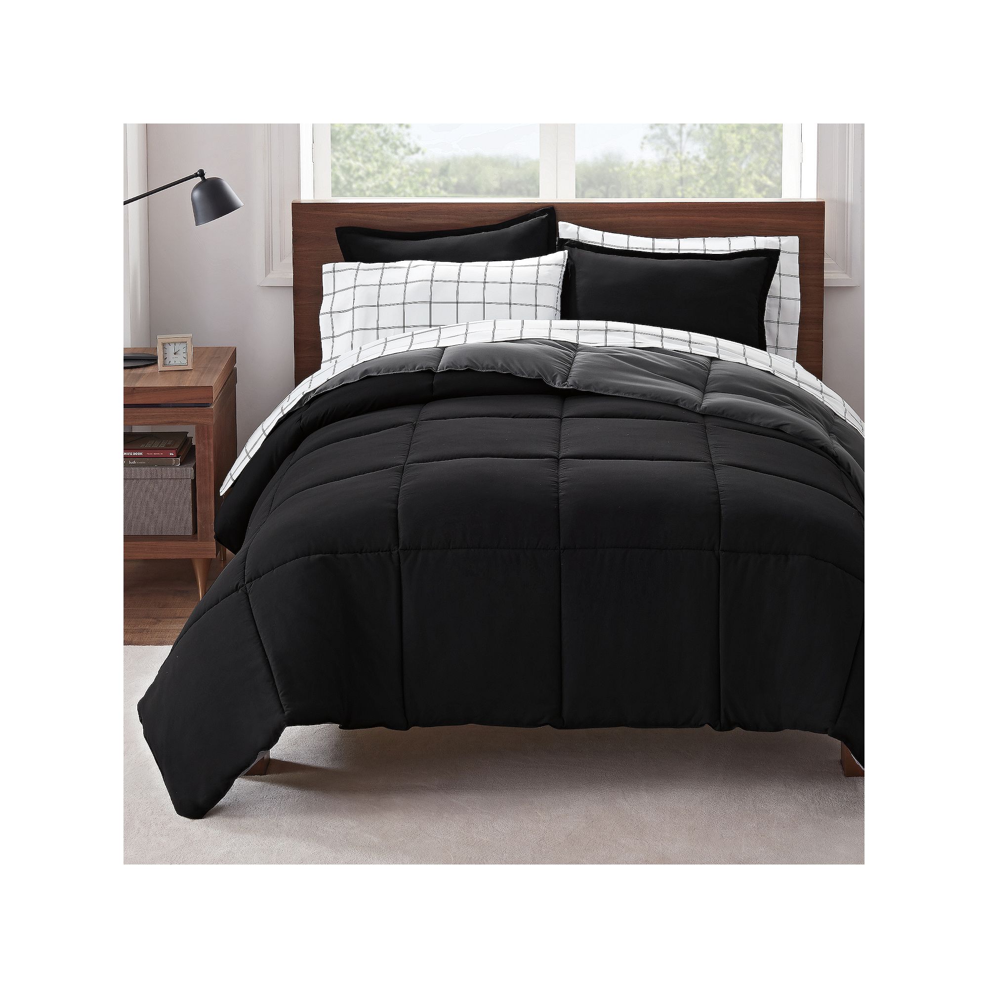 Serta® Simply Clean Antimicrobial Reversible Comforter Set with Sheets, Bl