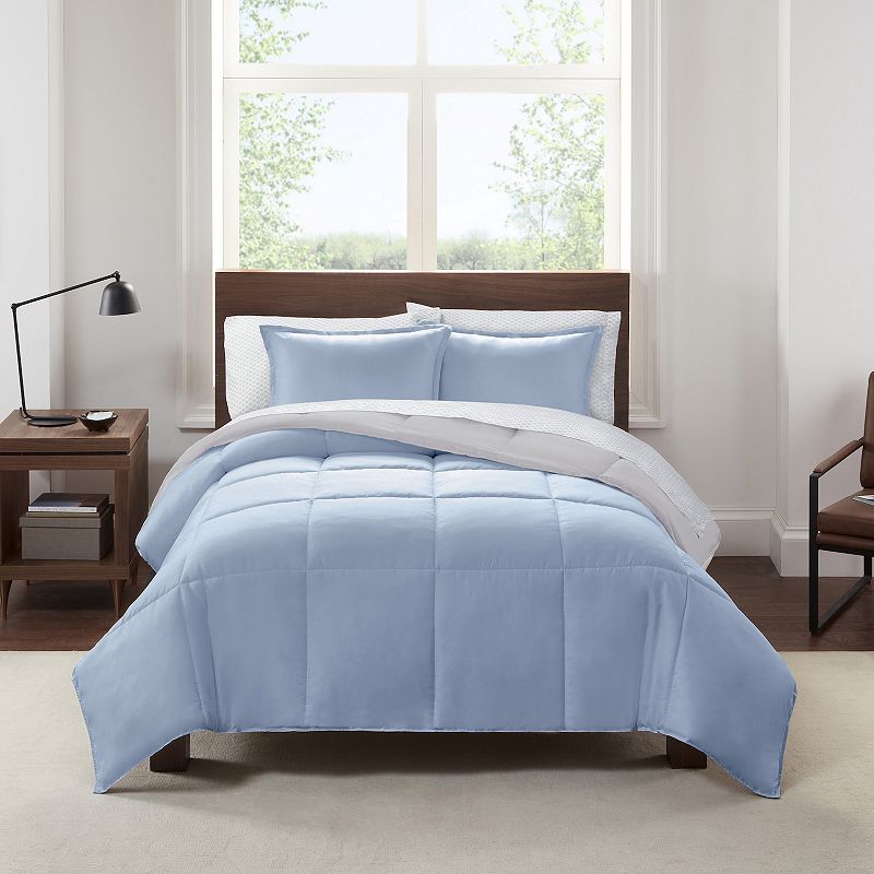 Serta Simply Clean Antimicrobial Reversible Comforter Set with Sheets, Mult