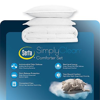 Serta Simply Clean Antimicrobial 3-Piece Comforter Set