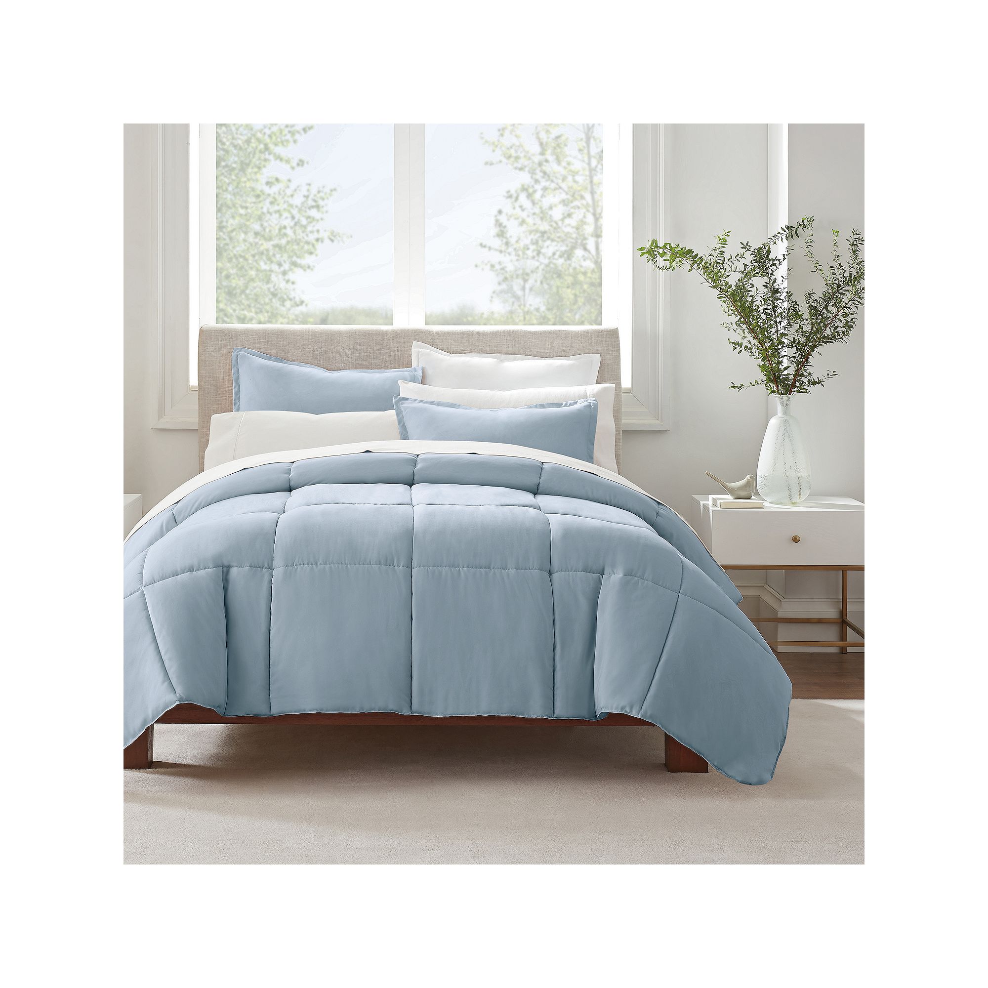 Serta® Simply Clean Antimicrobial 3-Piece Comforter Set, Blue