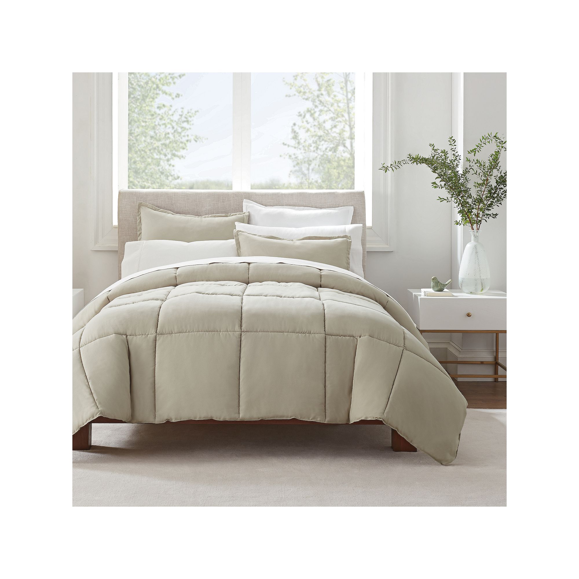 Serta® Simply Clean Antimicrobial 3-Piece Comforter Set, Brown