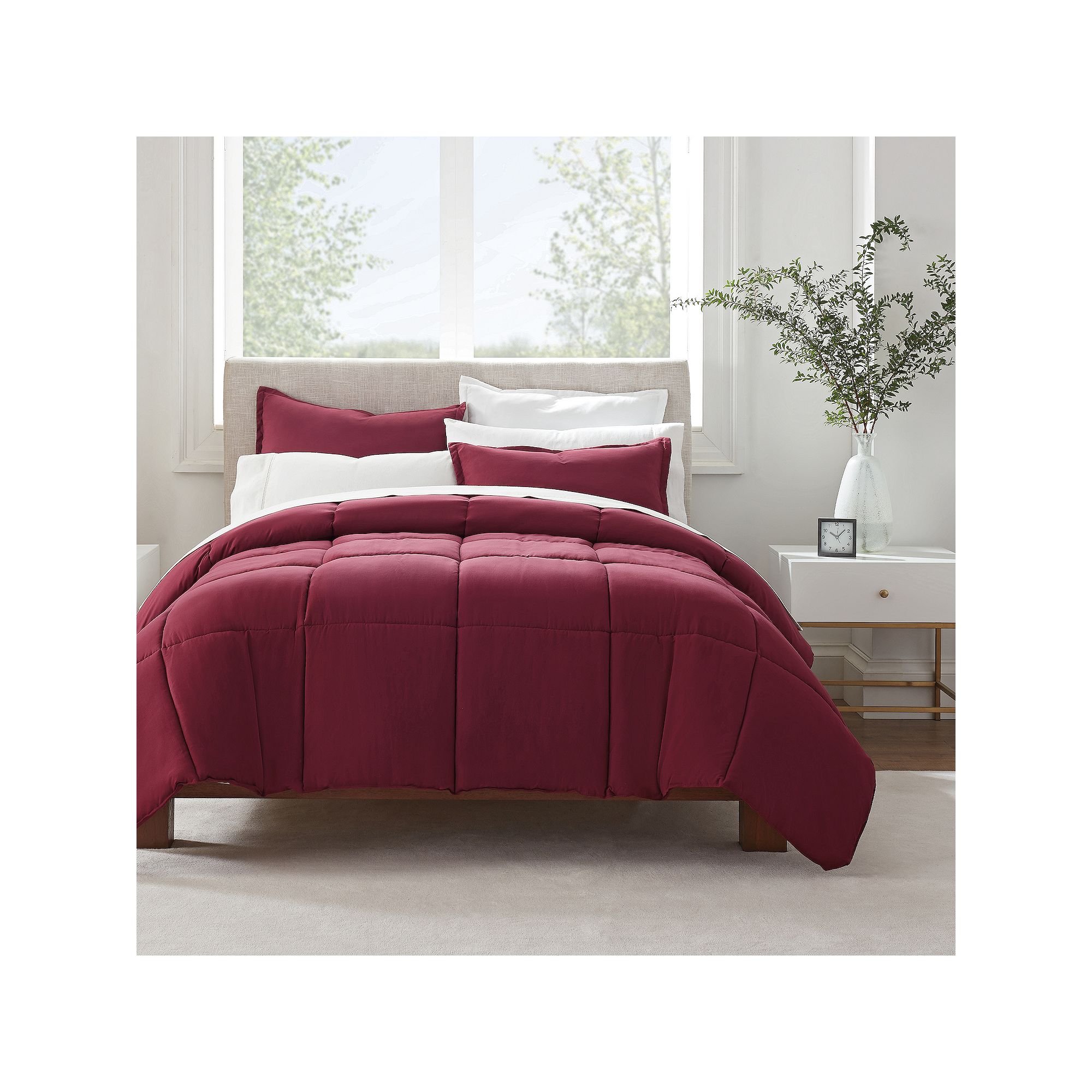 Serta® Simply Clean Antimicrobial 3-Piece Comforter Set, Red