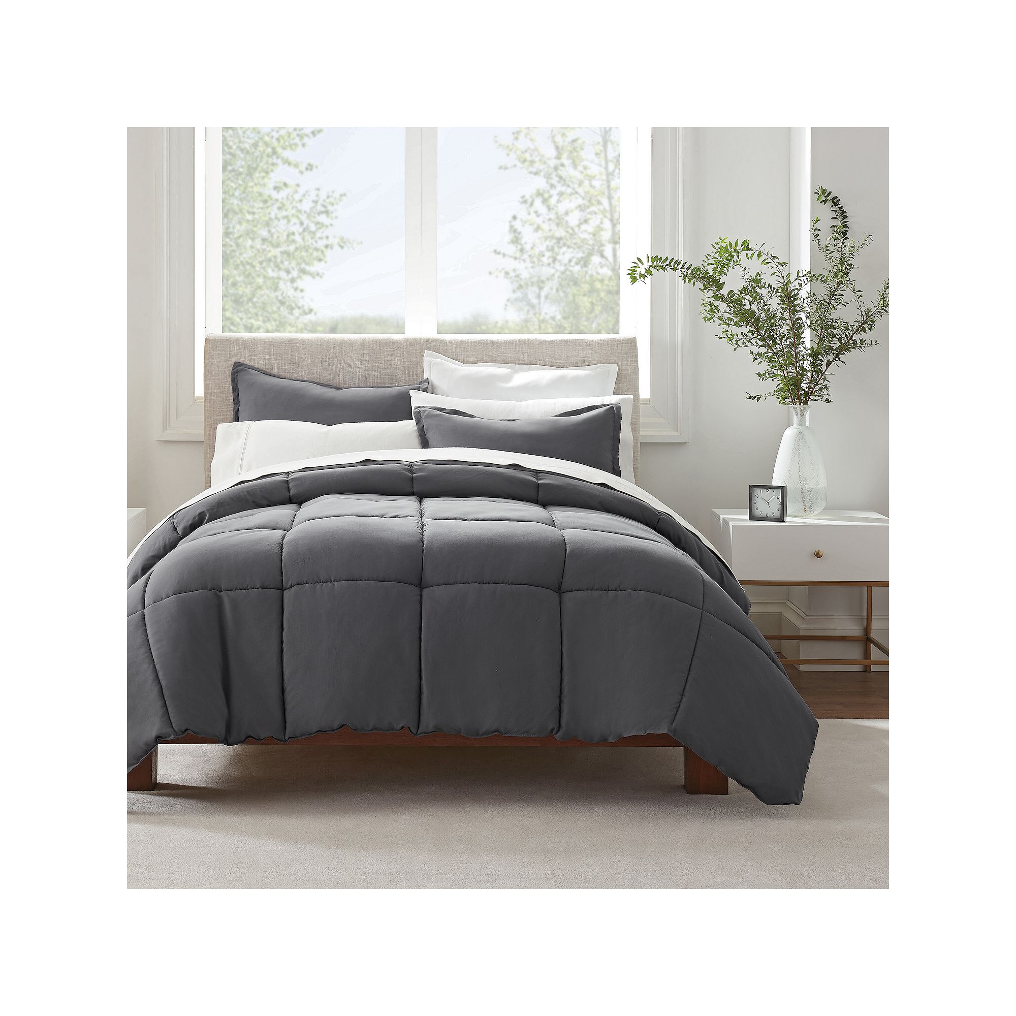 Serta® Simply Clean Antimicrobial 3-Piece Comforter Set, Gray