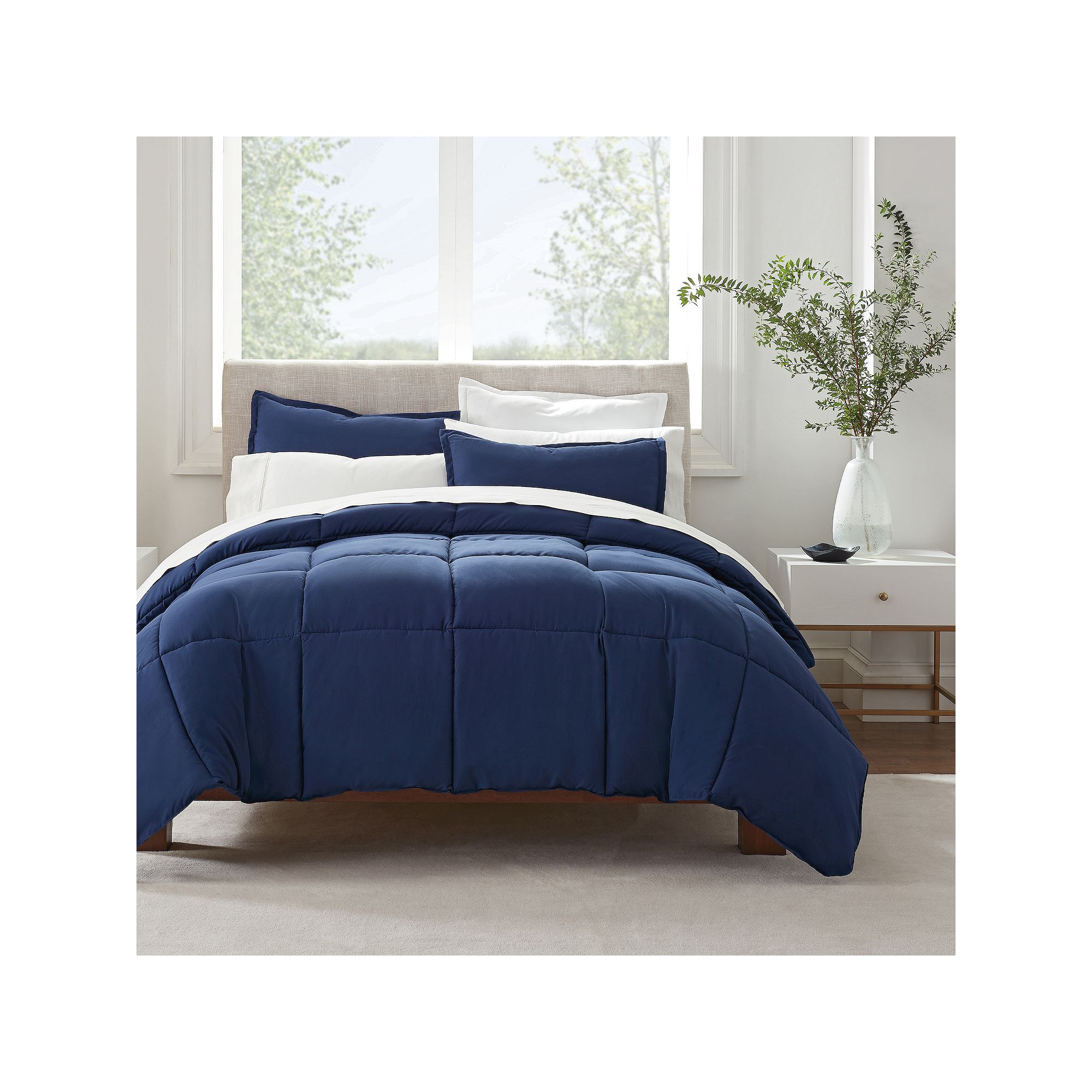 Serta® Simply Clean Antimicrobial 3-Piece Comforter Set, Blue
