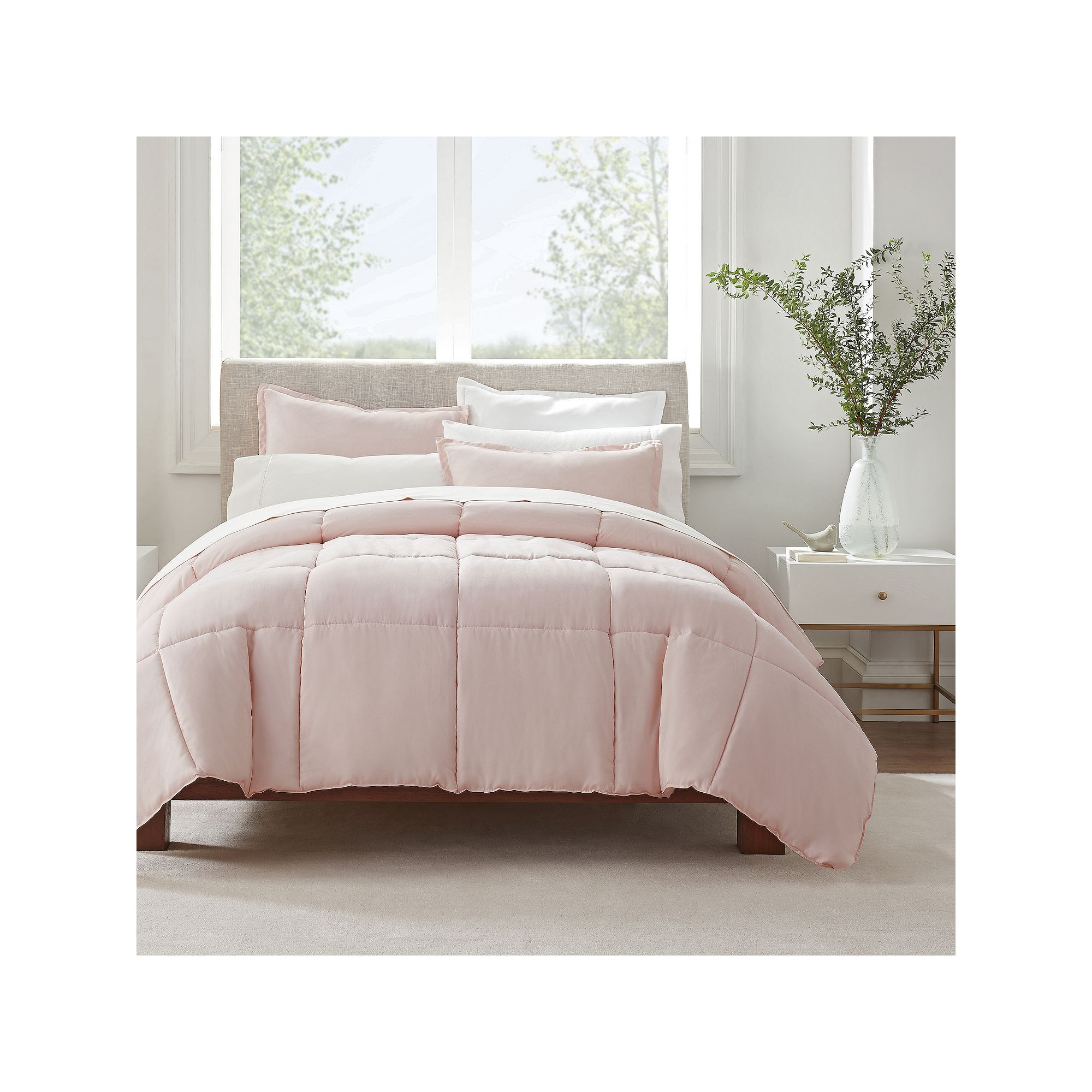 Serta® Simply Clean Antimicrobial 3-Piece Comforter Set, Pink