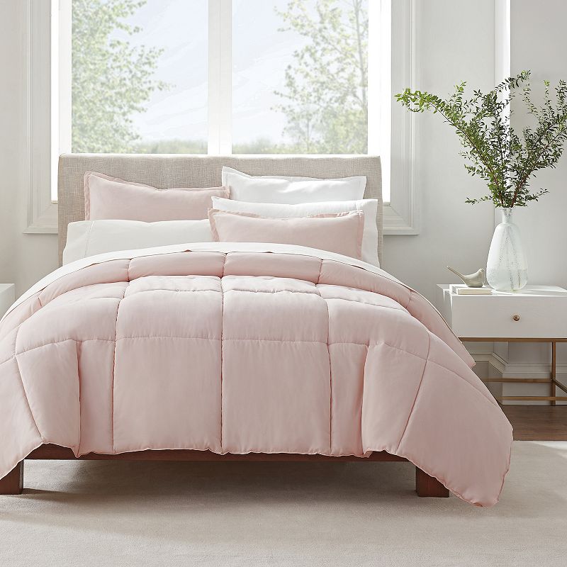 Serta Simply Clean Antimicrobial 3-Piece Comforter Set, Pink, Twin XL