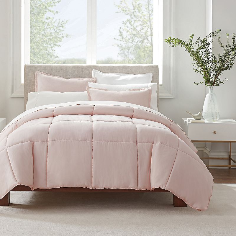 Serta Simply Clean Antimicrobial 3-Piece Comforter Set, Pink, King