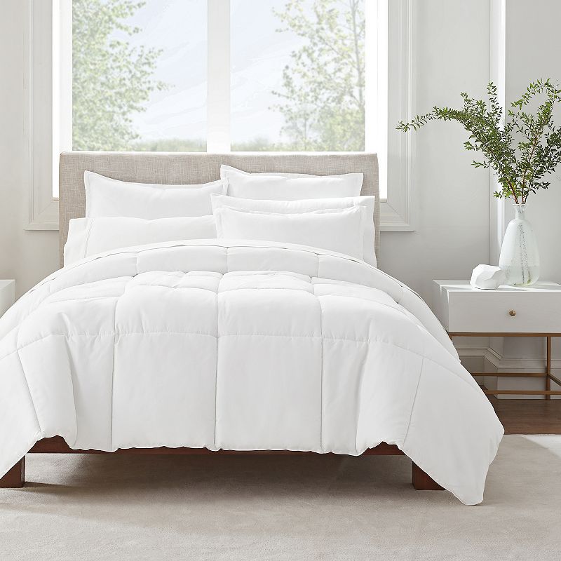 Serta Simply Clean Antimicrobial 3-Piece Comforter Set, White, Full/Queen