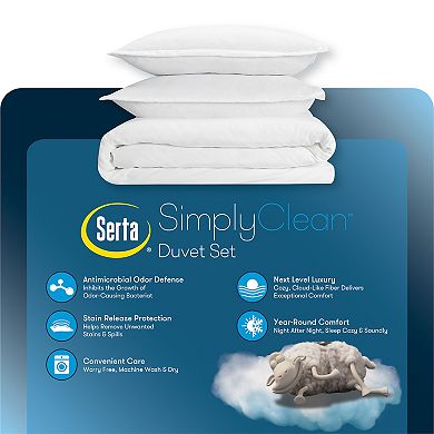 Serta® Simply Clean Antimicrobial Duvet Cover Set
