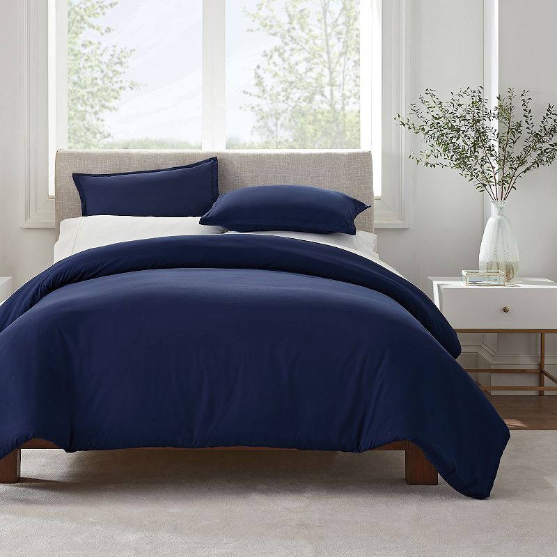 Serta Simply Clean Antimicrobial Duvet Cover Set, Blue, Twin