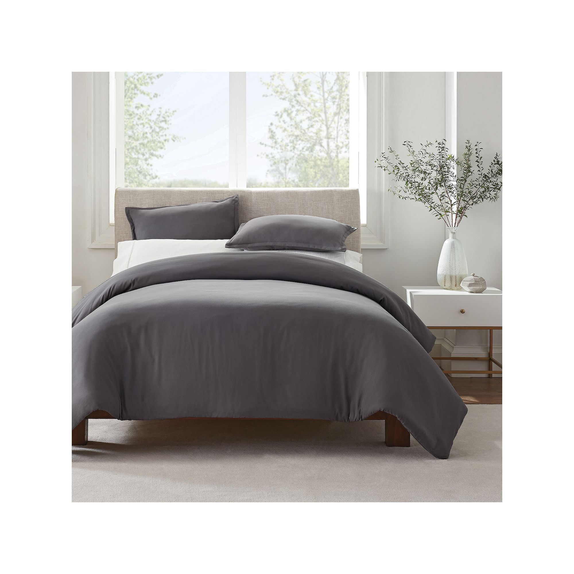 Serta® Simply Clean Antimicrobial Duvet Cover Set, Gray