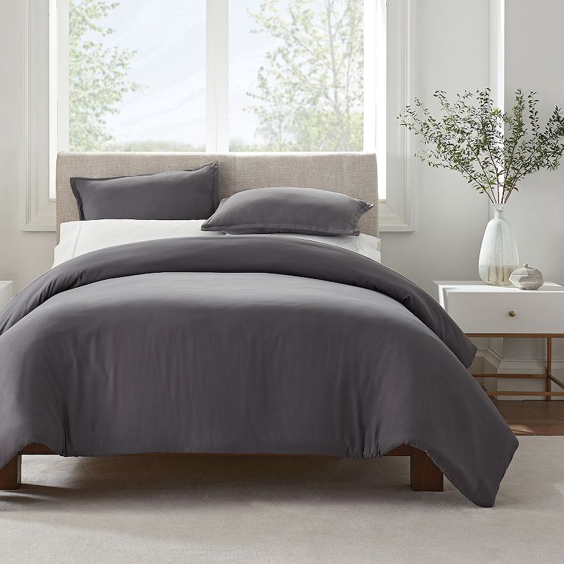 Serta Simply Clean Antimicrobial Duvet Cover Set, Grey, King