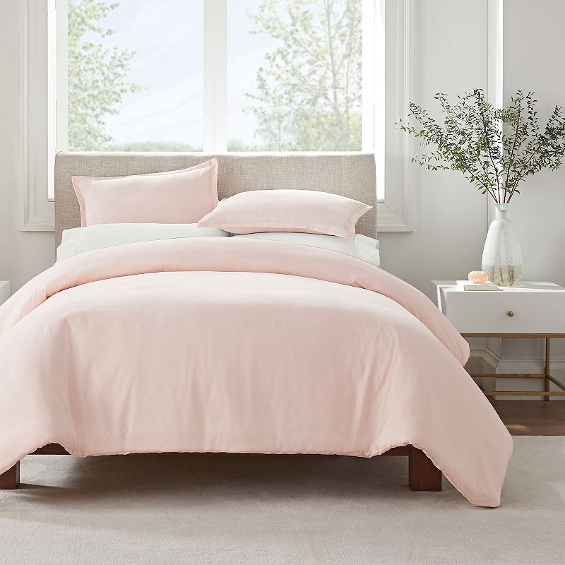 Serta Simply Clean Antimicrobial Duvet Cover Set, Pink, King