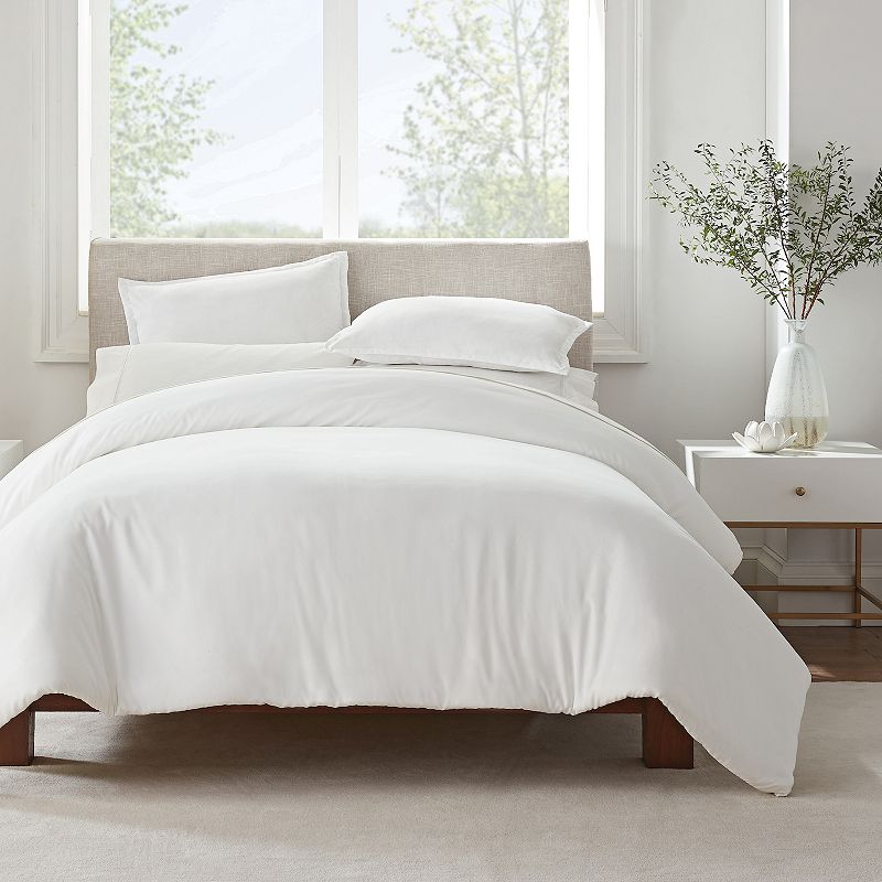 Serta Simply Clean Antimicrobial Duvet Cover Set, White, Twin