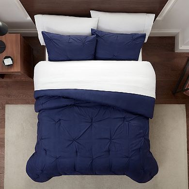Serta Simply Clean Antimicrobial Pleated 3-Piece Comforter Set with Shams