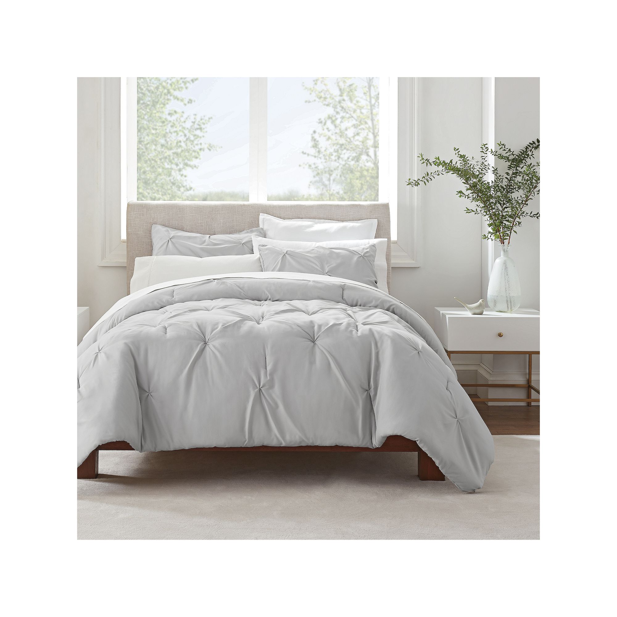 Serta® Simply Clean Antimicrobial Pleated 3-Piece Comforter Set with Shams