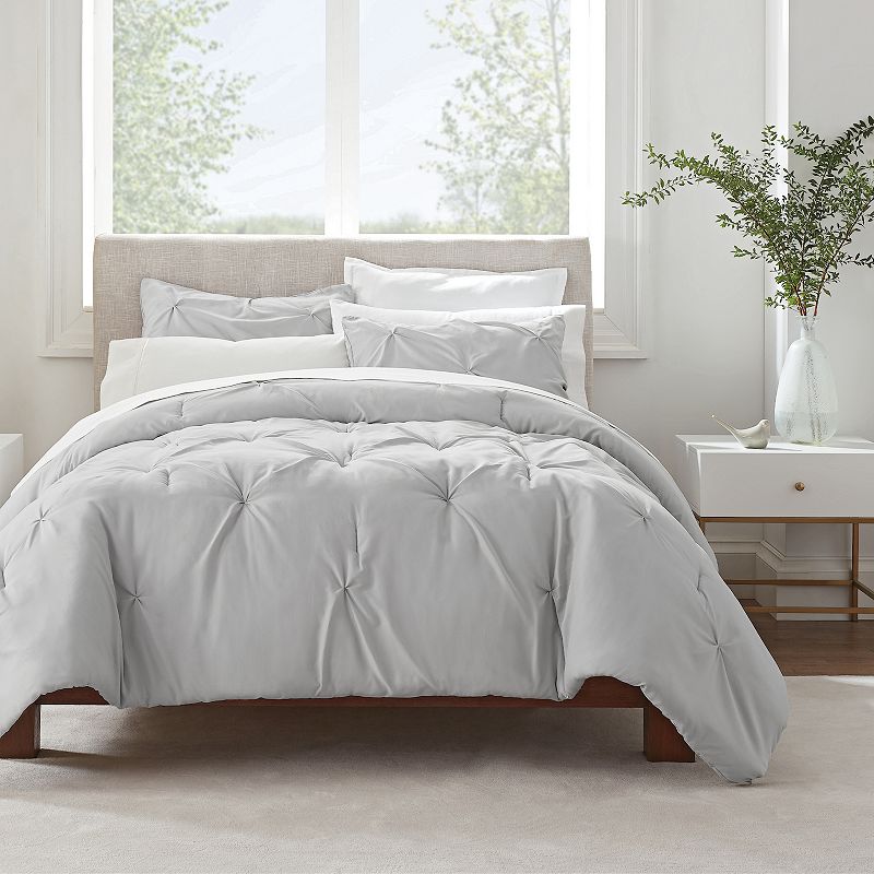 Serta Simply Clean Antimicrobial Pleated 3-Piece Comforter Set with Shams, 