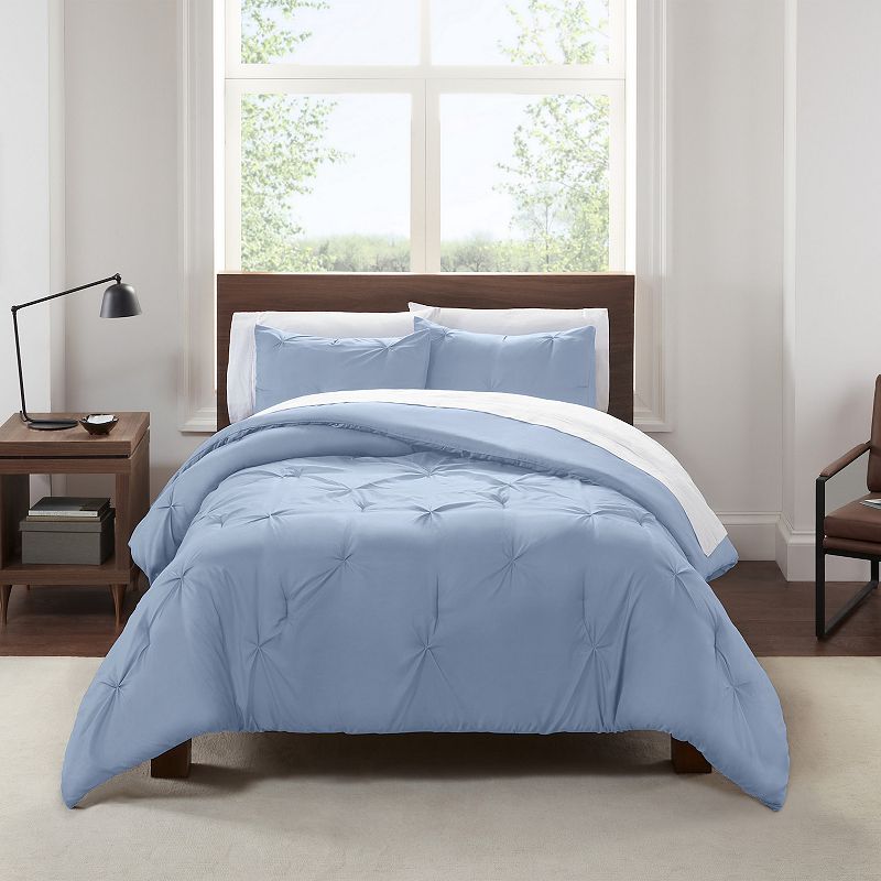 Serta Simply Clean Antimicrobial Pleated 3-Piece Comforter Set with Shams, 