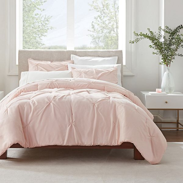Serta Simply Clean Antimicrobial Pleated 3 Piece Comforter Set With Shams