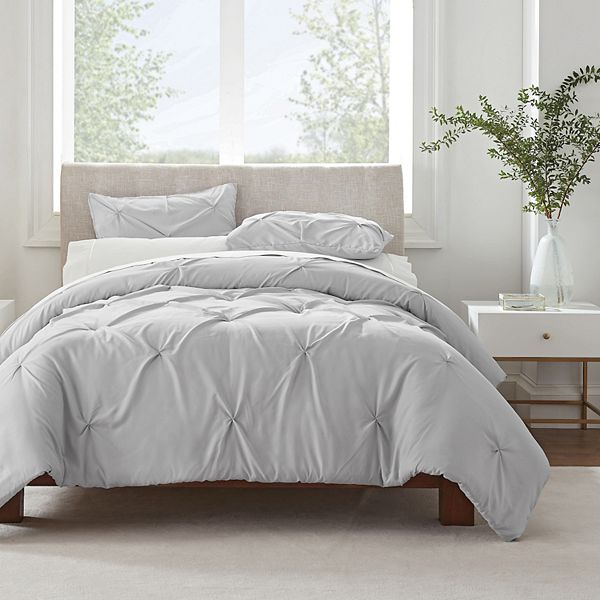 Serta® Simply Clean Antimicrobial Pleated 3Piece Duvet Cover Set